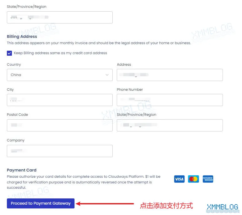 Cloudways添加支付方式