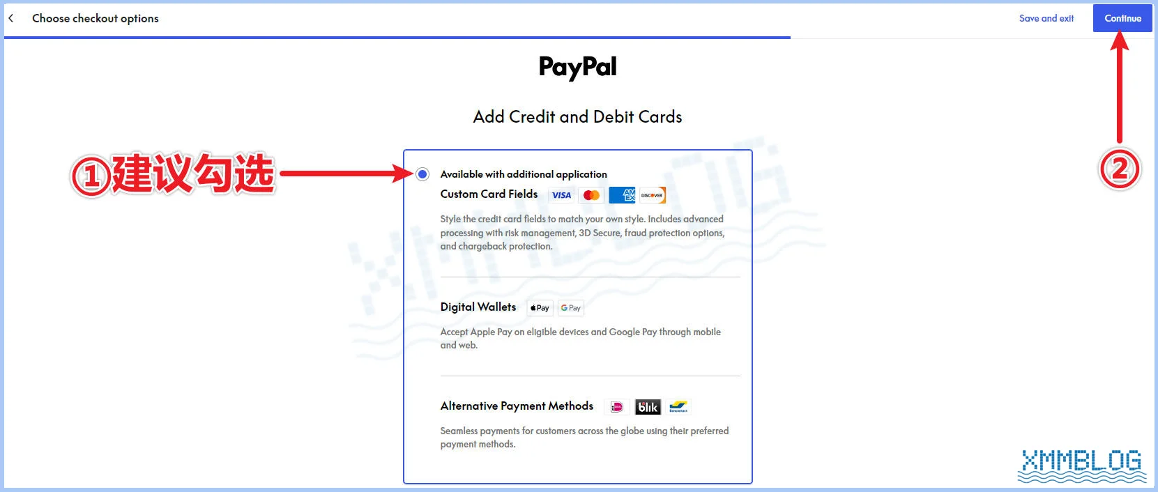 PayPal插件配置-选择支付方式