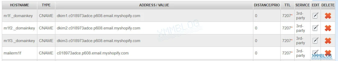 Shopify域名验证-CNAME记录