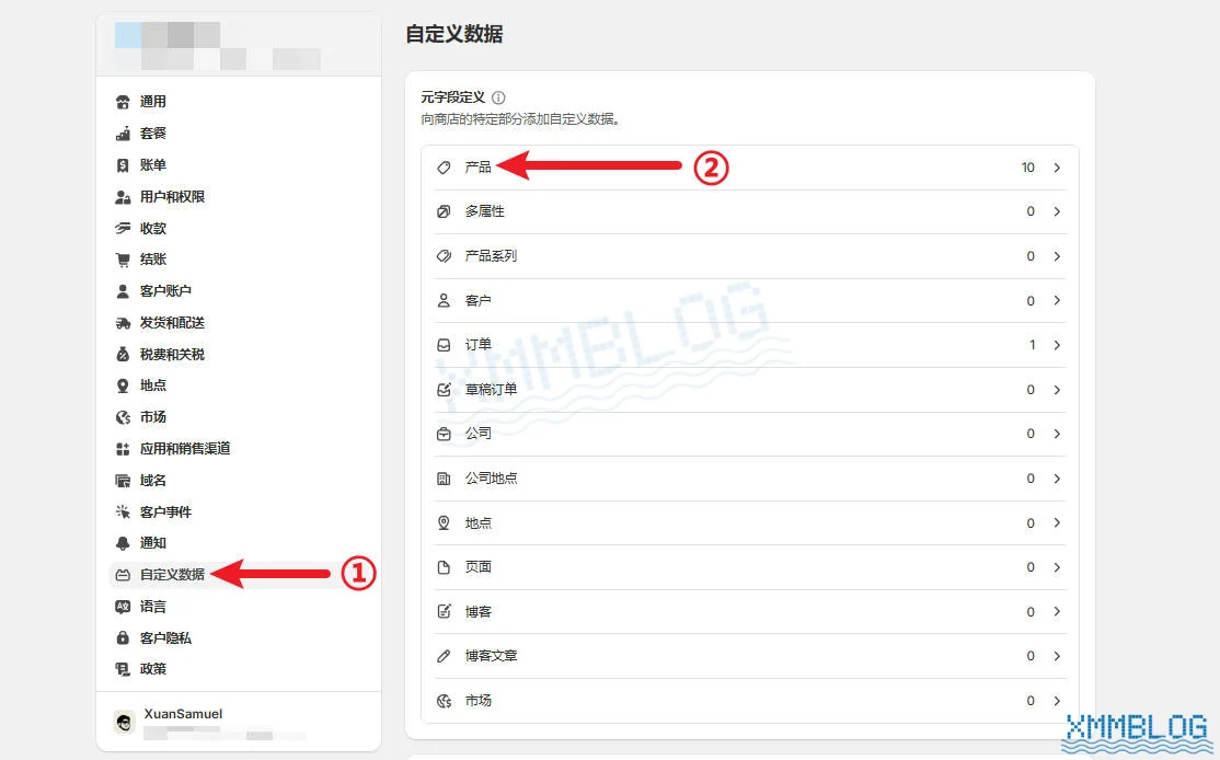 Shopify设置-自定义数据