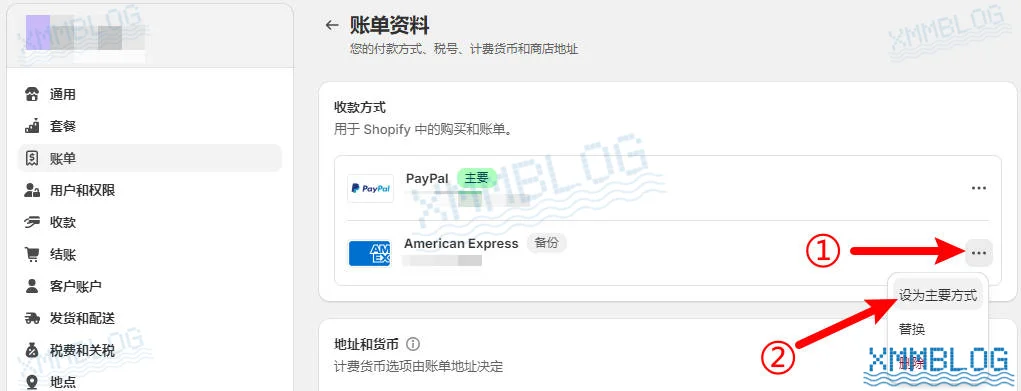 Shopify设置主要付款方式