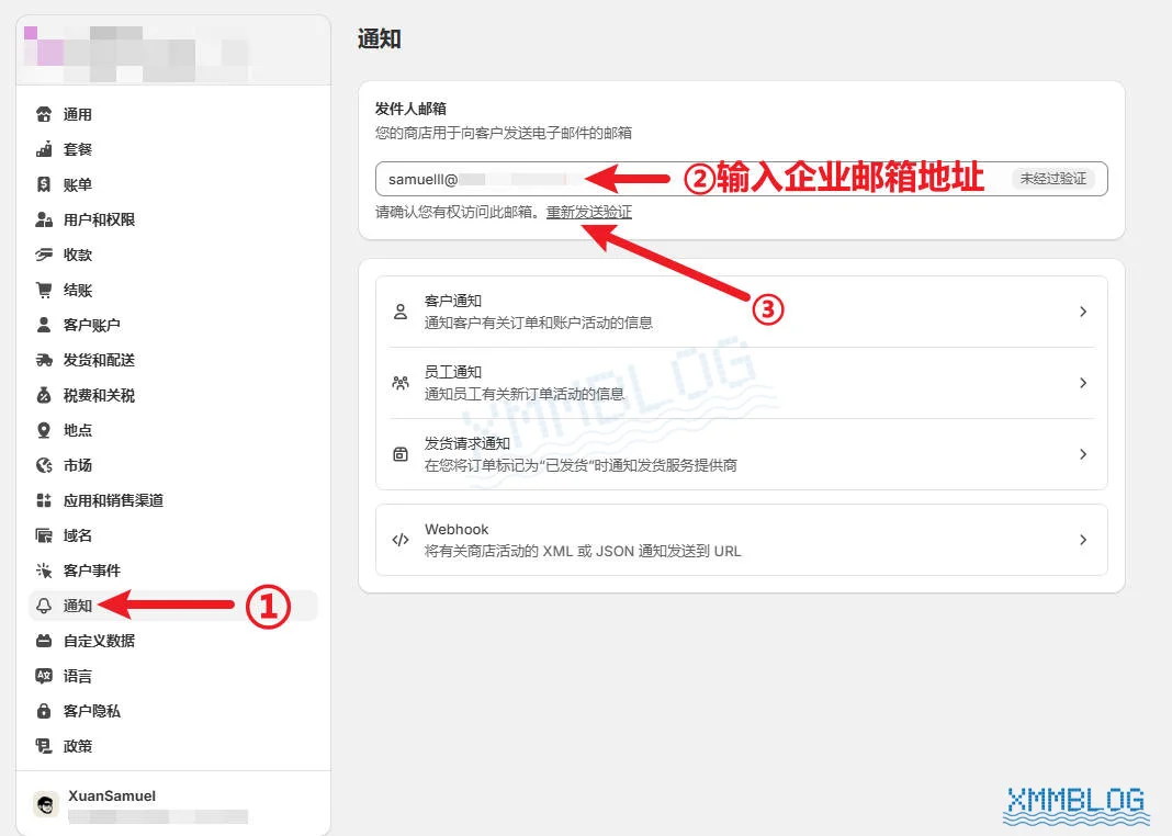 Shopify通知-填写发件人邮箱地址