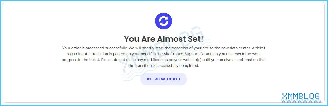 SiteGround订单提示