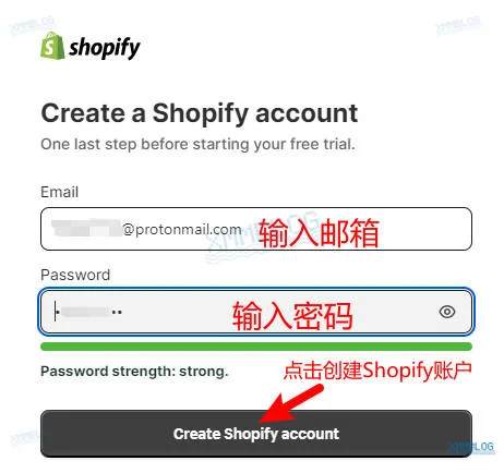 输入Shopify账户信息